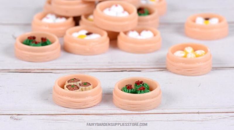 Rice Stuffed Bun Steaming Wholesale Price Fairy Garden Supply Basket Figurine Micro Doll House Kitchen Decor Great Diy Decorations Mini Fairy Garden Accessories Landscape Perfect Gifts - 描述图 4