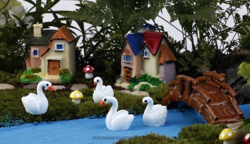 Swan Resin Terrariums Fairy Garden Decoration Animals Bird Pot Bonsai Fairy Garden Micro Landscape Miniature Garden Wholesale Fairy Garden Accessories Supplies - 描述图 3