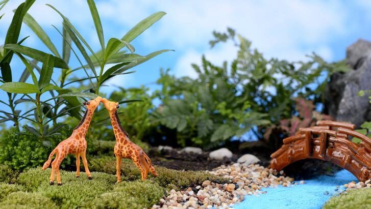Mini Fairy Garden Animals Micro Landscape Pot Bonsai Miniature Garden Decorate Fairy Garden Decoration Terrariums Fairy Garden Accessories Supplies Toy Figurine Big Lovely Giraffe - 描述图 1
