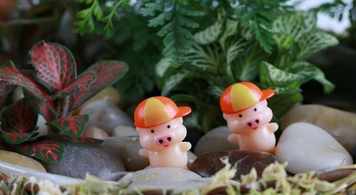 Mini Fairy Garden Animals Micro Landscape Miniature Garden Material Cartoon Lovely Mcdull Pig Diy Ecology Bottle Fairy Garden Decoration Fairy Garden Accessories - 描述图 3
