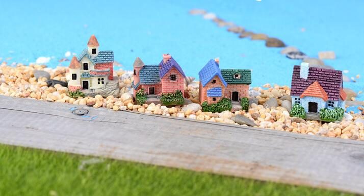 Mini Fairy Garden Building Pot Bonsai Micro Landscape Miniature Garden Fleshy Flowerpot Decorate Terrariums Fairy Garden Decoration Wholesale Fairy Garden Accessories Supplies Mini Tile Villa Small House Model - 描述图 2