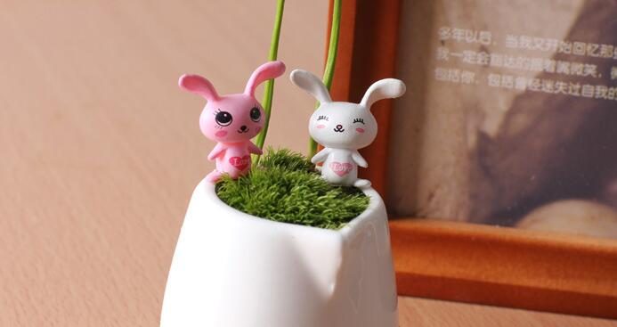 Mini Moss Fairy Garden Animals Pot Bonsai Micro Landscape Miniature Garden Terrariums Fairy Garden Decoration Wholesale Fairy Garden Accessories Supplies Lovely Mini Love Big Ears Rabbit Diy Assemble Small Kids Toys - 描述图 5