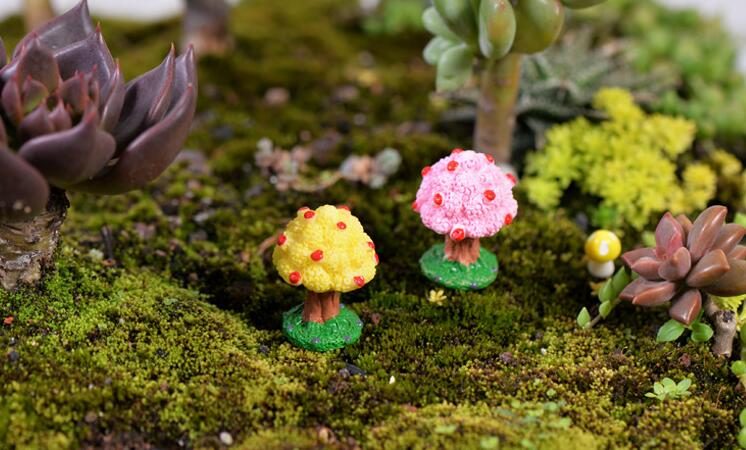 Fairy Garden Plants Miniature Garden Tree Fairy Garden Ornament Resin Small Landscaping Apple Tree Diy Assemble Small Fairy Garden Accessories Toys - 描述图 1