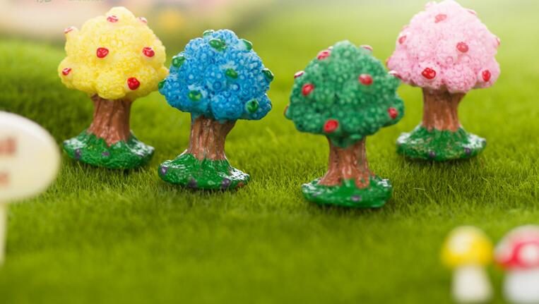 Fairy Garden Plants Miniature Garden Tree Fairy Garden Ornament Resin Small Landscaping Apple Tree Diy Assemble Small Fairy Garden Accessories Toys - 描述图 2