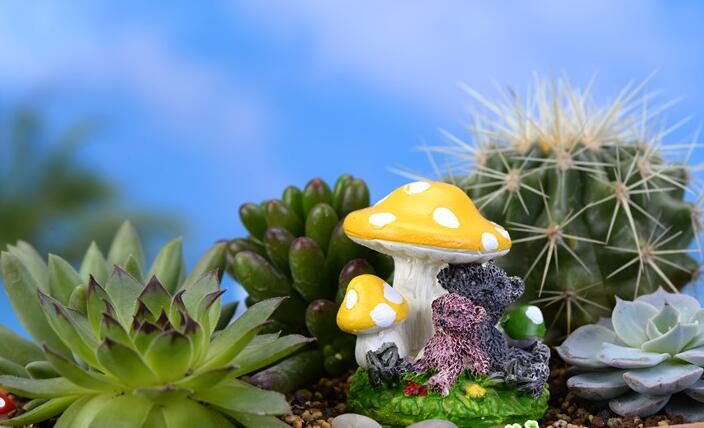 Fairy Garden Supplies Micro Landscape Miniature Garden Fairy Garden Decoration Fairy Garden Accessories Resin Fairy Garden Ornament Small Bears Mushroom Cartoon Lovely Model Diy Material - 描述图 2