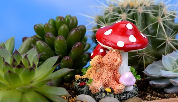 Fairy Garden Supplies Micro Landscape Miniature Garden Fairy Garden Decoration Fairy Garden Accessories Resin Fairy Garden Ornament Small Bears Mushroom Cartoon Lovely Model Diy Material - 描述图 3