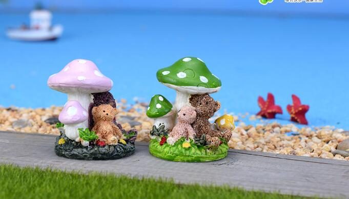 Fairy Garden Supplies Micro Landscape Miniature Garden Fairy Garden Decoration Fairy Garden Accessories Resin Fairy Garden Ornament Small Bears Mushroom Cartoon Lovely Model Diy Material - 描述图 4