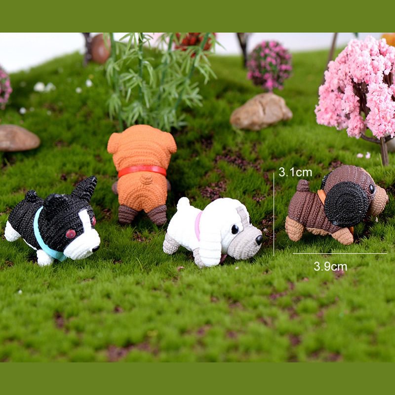 Resin Animals Pet Dog Models Wholesale Fairy Garden Accessories Supplies Pot Bonsai Mini Fairy Garden Ornament Small Artificial Dog Figurine Kids Gifts Terrarium Fairy Garden Kits Decoration - 描述图 2