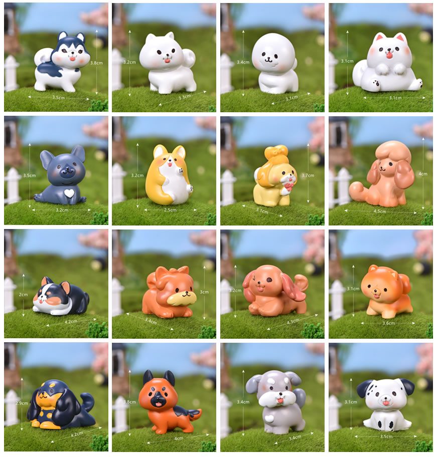 17 Styles Resin Animals Pet Dog Models Kirky Samoyed Pomeranian Poodle Yorkshire Terrier Schnauzer Figurine Wholesale Mini Fairy Garden Accessories Supplies Pot Bonsai Fairy Garden Ornament Small Artificial Dog - 描述图 2