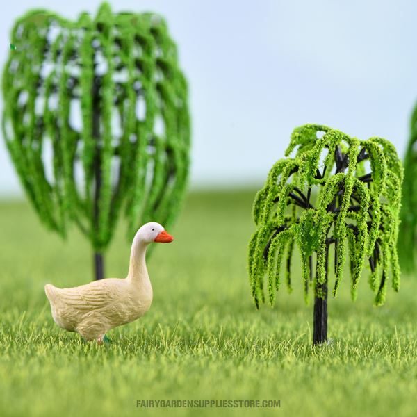 Simulation Willow Artificial Tree Micro Landscape Fairy Garden Tree Miniatures Resin Ornaments Decorative Crafts Building Landscaping Fairy Garden Accessories Supplies