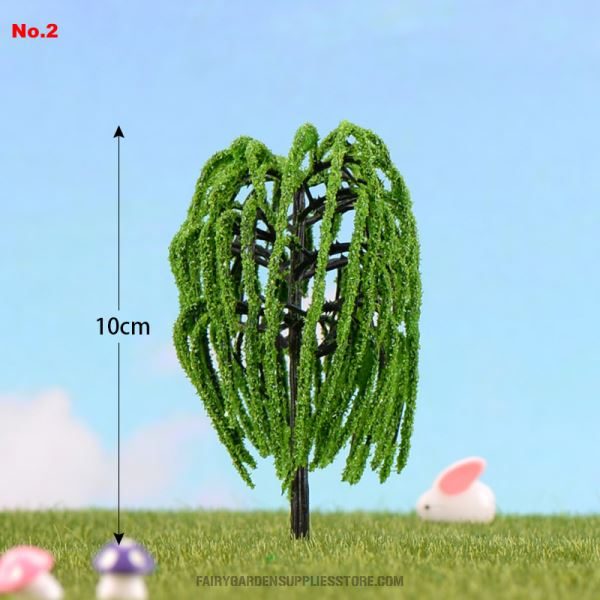 Simulation Willow Artificial Tree Micro Landscape Fairy Garden Tree Miniatures Resin Ornaments Decorative Crafts Building Landscaping Fairy Garden Accessories Supplies