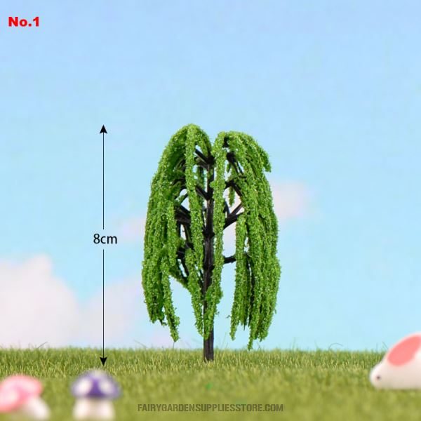 Simulation Willow Artificial Tree Micro Landscape Fairy Garden Tree Miniatures Resin Ornaments Decorative Crafts Building Landscaping Fairy Garden Accessories Supplies