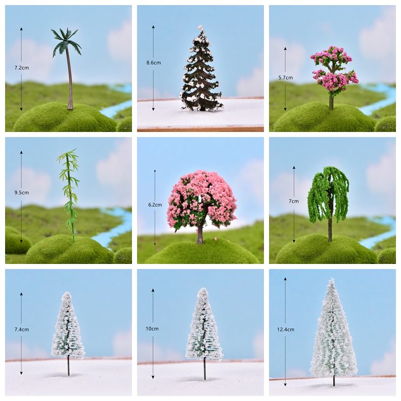 Fairy Garden Plants Artificial Christmas Tree Plastic Flowers Sakura Succulent Plant Ornament Miniature Garden Accessories