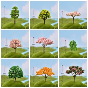 Fairy Garden Plants Artificial Christmas Tree Plastic Flowers Sakura Succulent Plant Ornament Miniature Garden Accessories