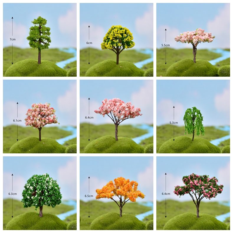 Fairy Garden Plants Artificial Christmas Tree Plastic Flowers Sakura Succulent Plant Ornament Miniature Garden Accessories