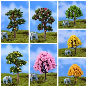 Fairy Garden Plants Artificial Trees Flower Material Mini Fairy Garden Accessories Ornament Landscaping Cherry Tree Apple Tree Orange Tree Hawthorn