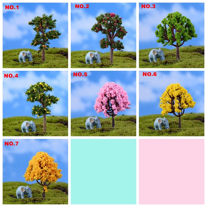 Fairy Garden Plants Artificial Trees Flower Material Mini Fairy Garden Accessories Ornament Landscaping Cherry Tree Apple Tree Orange Tree Hawthorn - 描述图 1