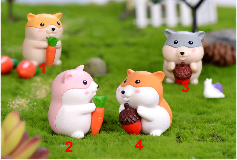 1 Piece Mini Pine Cone Radish Squirrel Model Small Statue Little Figurine Crafts Figure Ornament Miniatures