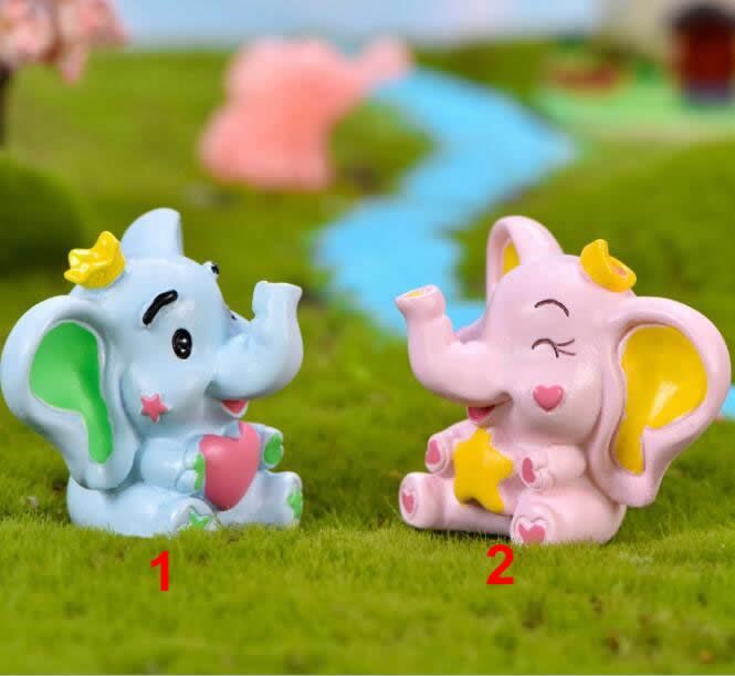 Cute Elephant Lovers Micro Landscape Miniatures Elephant Figurine For Wedding Decoration