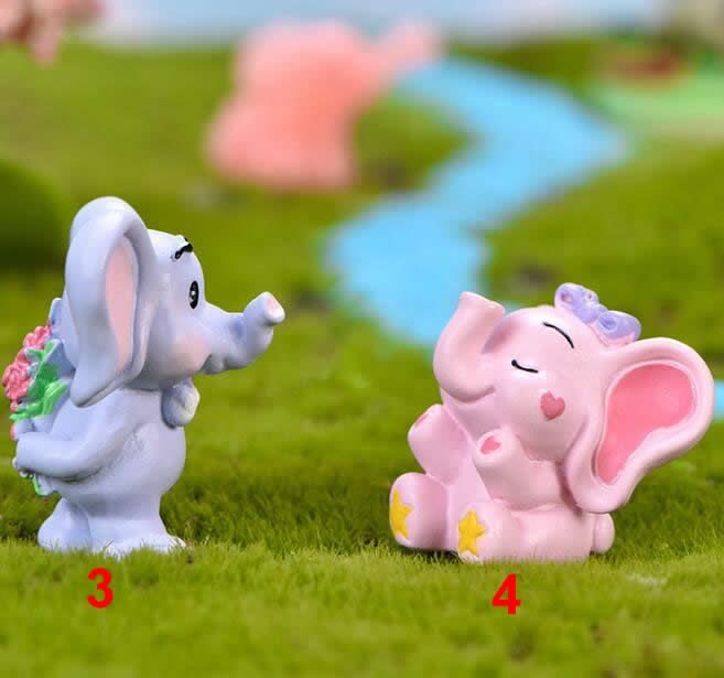 Cute Elephant Lovers Micro Landscape Miniatures Elephant Figurine For Wedding Decoration