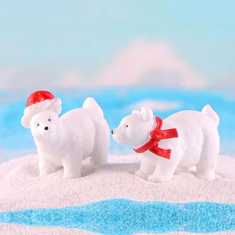3Pcs Polar Bear Figurine Model Garden Fairy Ornaments Mini Fairy Garden Accessories Wholesale Price Fairy Garden Supply Toys Craft Xmas For Child Blocks Decor Gifts