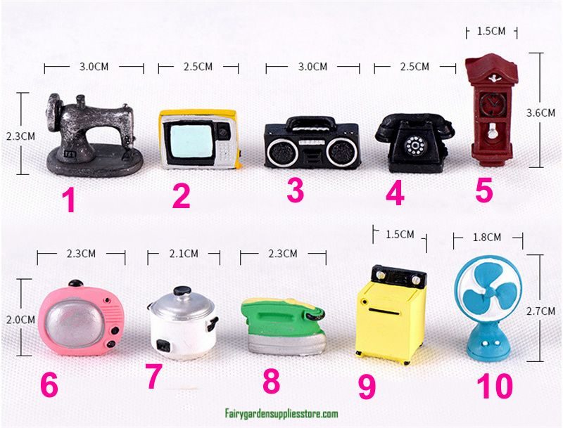 Small Furniture Children Toys Small Figurine Crafts Figure Miniatures Flowerpot Decor Europe Tv Washer Radio Telephone Wholesale Price Fairy Garden Supply