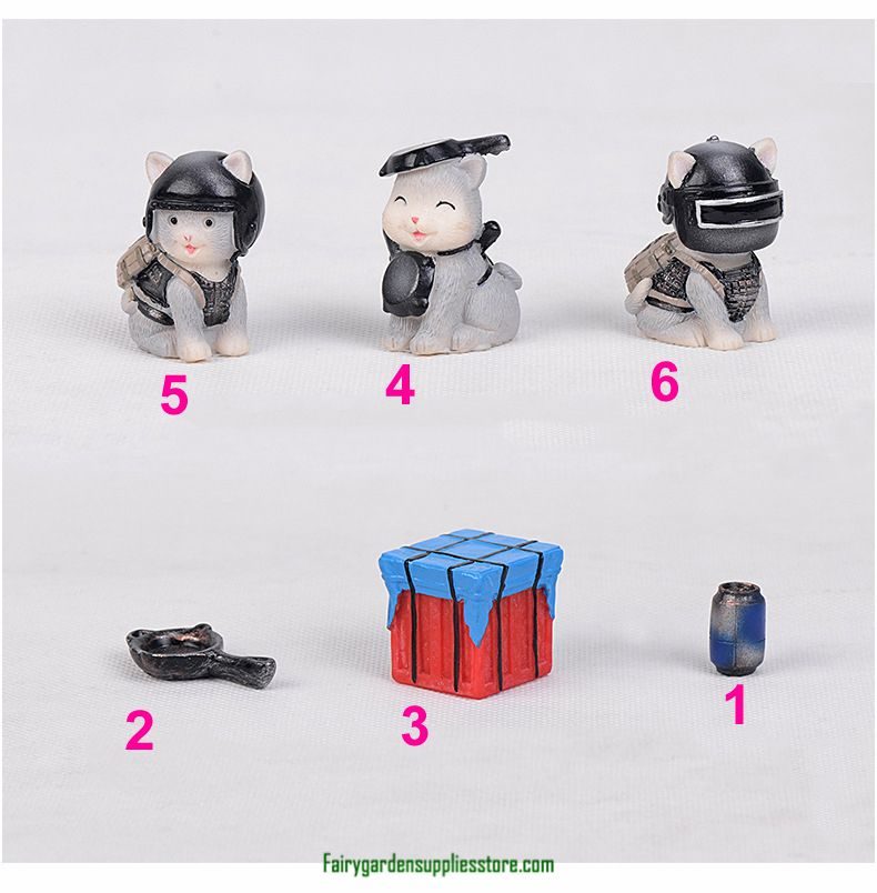 Pubg Helmet Cat Pan Fairy Garden Miniatures Diy Ornament Decoration Crafts Figurines Micro Landscape Dropshipping Wholesale Price Fairy Garden Supply