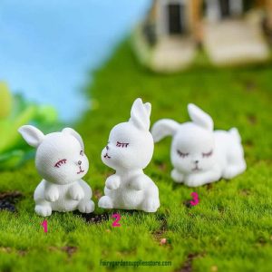 3Pcs/set Lovely Rabbit Garden Ornament Miniature Figurine Wholesale Price Fairy Garden Supply Micro Landscape Home Garden Decoration Diy Doll Kids Gift