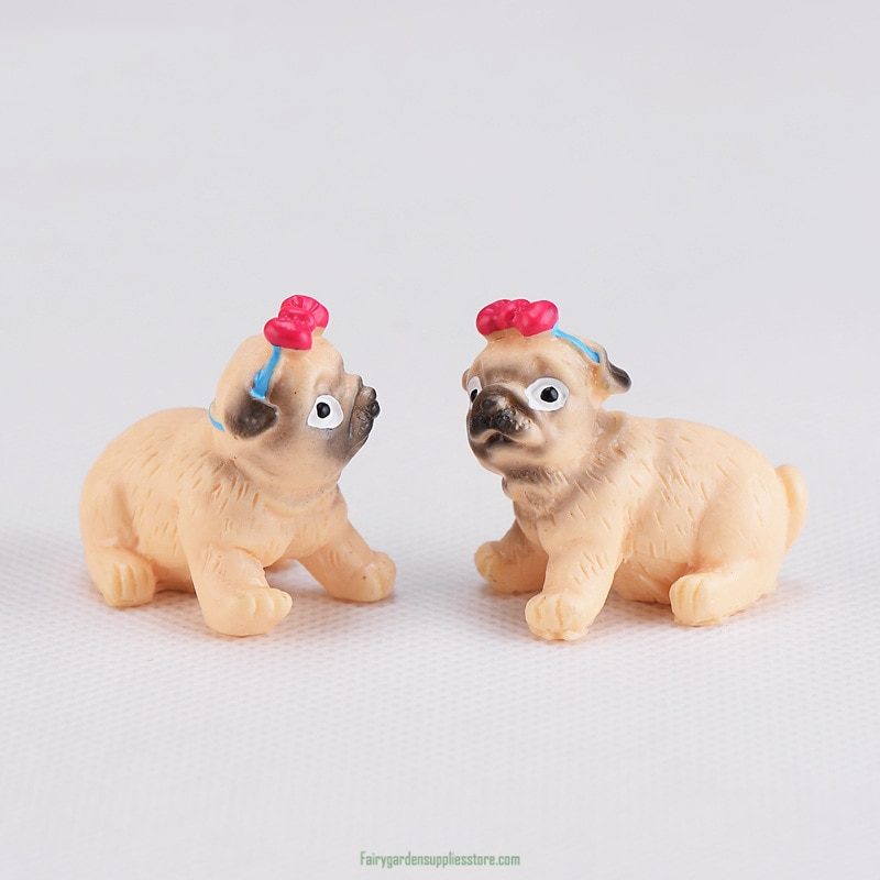 Cute Pug Dog Figurine Bonsai Animal Model Home Decor Miniature Fairy Garden Decoration Accessories Statue Cute Pug Dog Figurine Bonsai Animal Model Home Decor Miniature Fairy Garden Decoration Accessories Statue