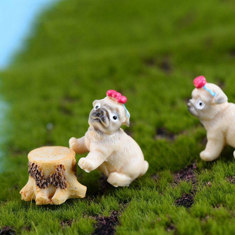 Cute Pug Dog Figurine Bonsai Animal Model Home Decor Miniature Fairy Garden Decoration Accessories Statue Cute Pug Dog Figurine Bonsai Animal Model Home Decor Miniature Fairy Garden Decoration Accessories Statue