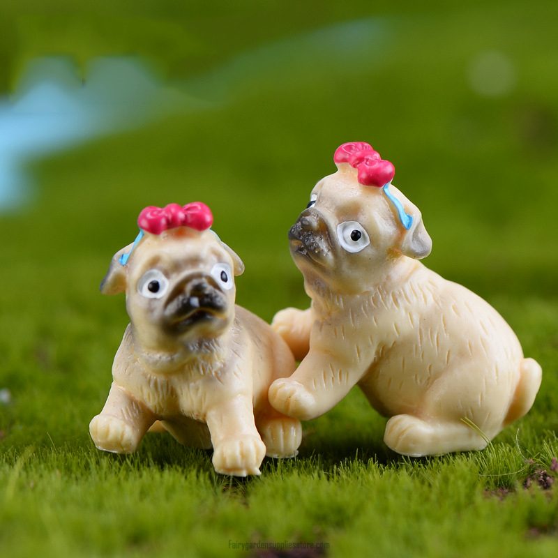 Cute Pug Dog Figurine Bonsai Animal Model Home Decor Miniature Fairy Garden Decoration Accessories Statue Cute Pug Dog Figurine Bonsai Animal Model Home Decor Miniature Fairy Garden Decoration Accessories Statue