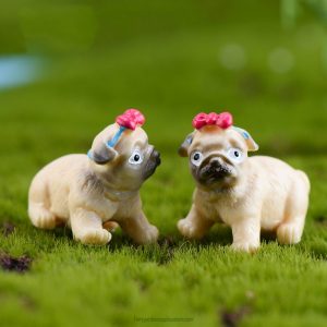 Cute Pug Dog Figurine Bonsai Animal Model Home Decor Miniature Fairy Garden Decoration Accessories Statue