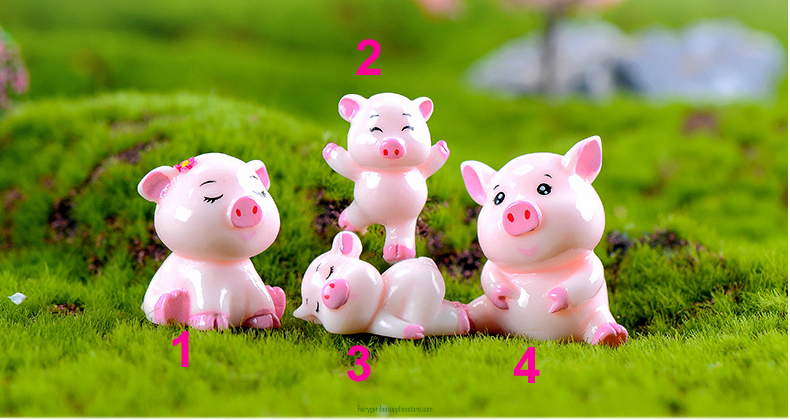Pigs Mini Miniature Figurine Fairy Garden Dollhouse Decor Micro Landscape