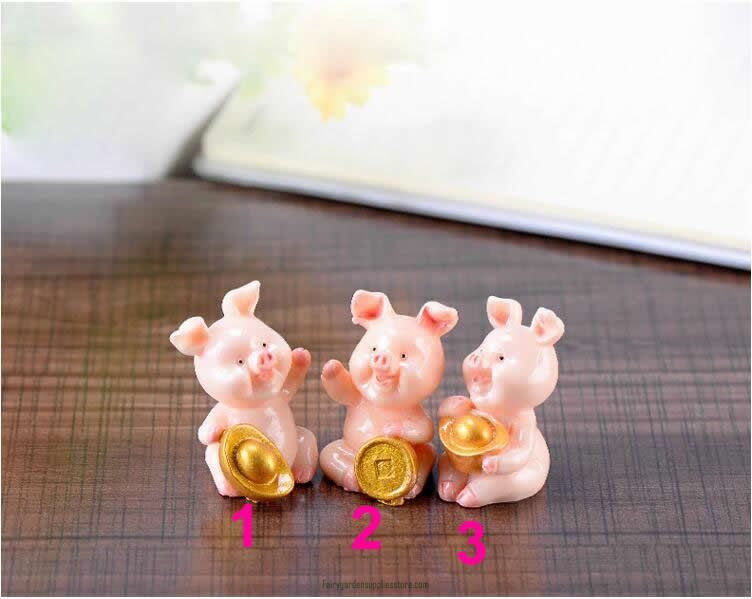 1Pc Ingot Pig Figures Wealth Piggie Model Miniature Figurines Couple Fairy Home Garden Wedding Doll Decoration