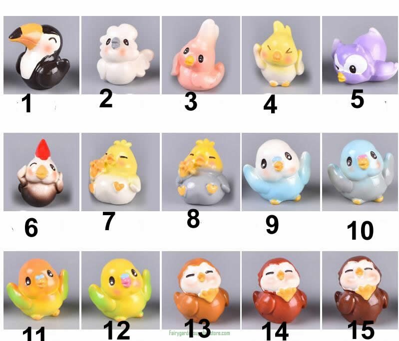 1Pc New Hot Sale Lovely Animal Birds Resin Handicraft Ornaments Action Figure Toys Cartoon Micro-landscape Decor