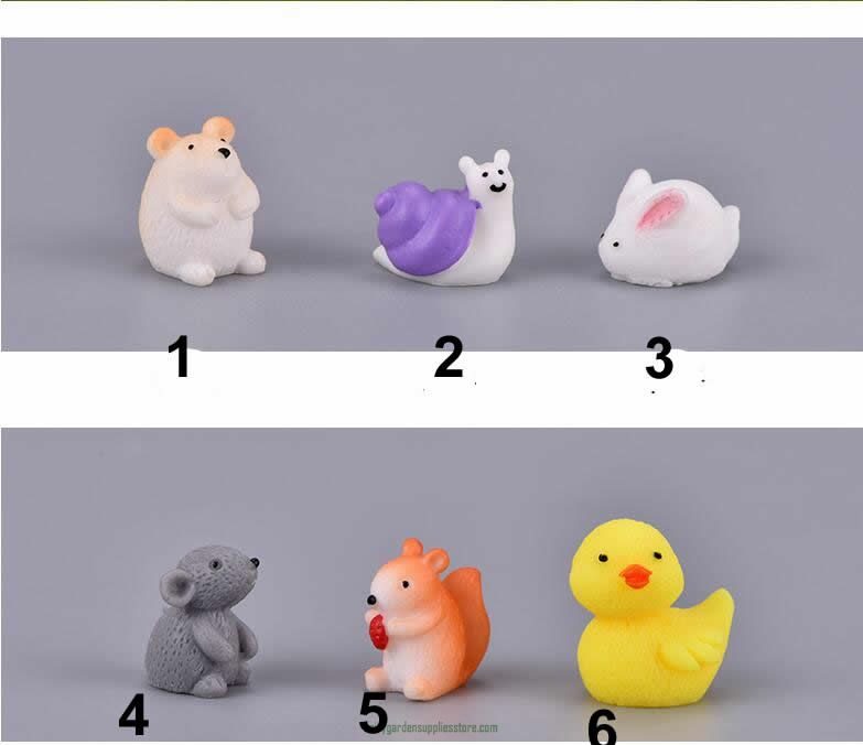 Lovely Mouse Rabbit Snail Squirrel Small Statue Little Figurine Crafts Figure Ornament Miniatures Decoration