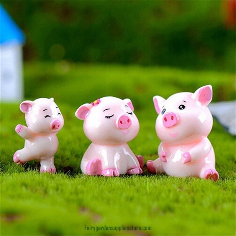 Pigs Mini Miniature Figurine Fairy Garden Dollhouse Decor Micro Landscape