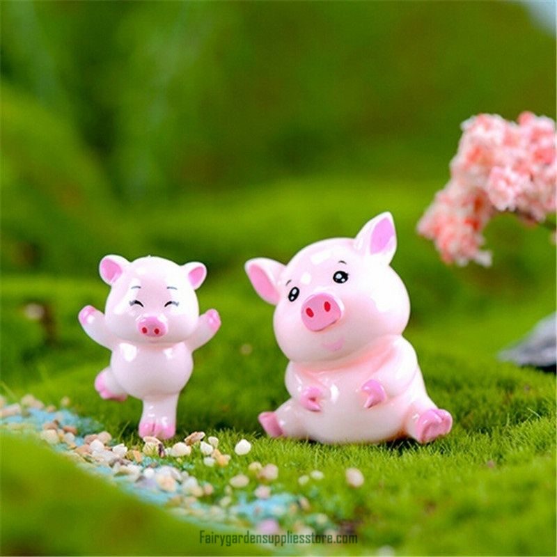 Pigs Mini Miniature Figurine Fairy Garden Dollhouse Decor Micro Landscape