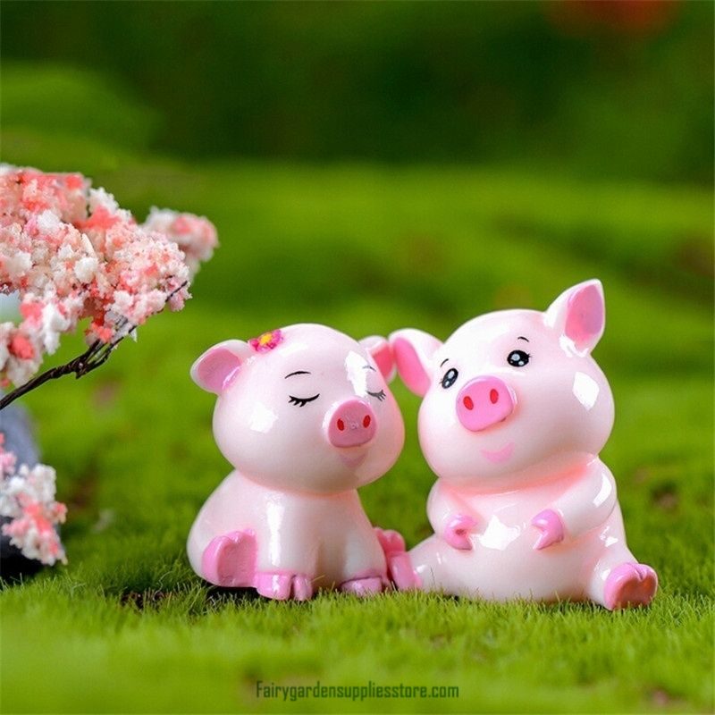 Pigs Mini Miniature Figurine Fairy Garden Dollhouse Decor Micro Landscape