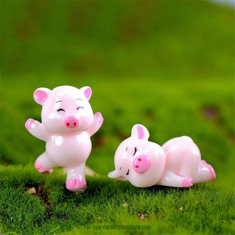 Pigs Mini Miniature Figurine Fairy Garden Dollhouse Decor Micro Landscape