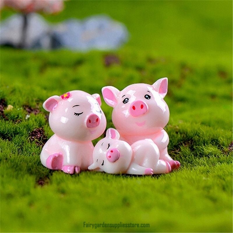 Pigs Mini Miniature Figurine Fairy Garden Dollhouse Decor Micro Landscape