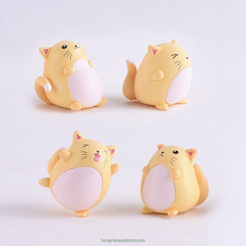 4Pcs Accessory Toy Gift Yellow Model Animal Action Figures Dollhouse Miniature Figurine Home Garden Dollhouse Decoration