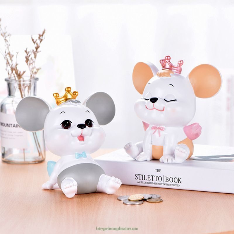 Adorable Mouse Piggy Bank Money Saving Pot Coin Box Creative Keepsake Kids Gift
