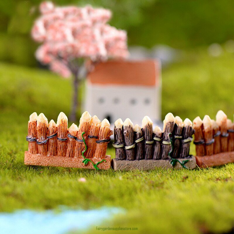 Bamboo Wooden Fence Miniature Figurine Mini Craft Micro Landscaping Garden Home Houses Decoration Accessories