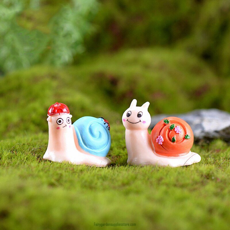 Colorful Snail Garden Miniature Figurine Cartoon Animal Home Decor Decoration Cake Mini Fairy Garden Ornament Toy
