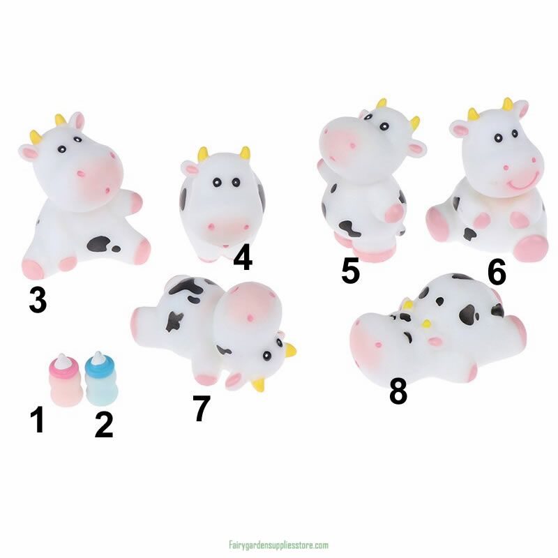 Cute Cartoon Cattle Micro Landscape Ornaments Model Fairy Garden Handicraft Little Statue Cow Milk Bottle Figurines Home Decor