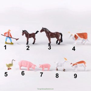 Farmland Worker Pig Horse Cow Sheep Duck Animal Model Figurine Goat Home Decor Miniature Fairy Garden Decoration Accessories