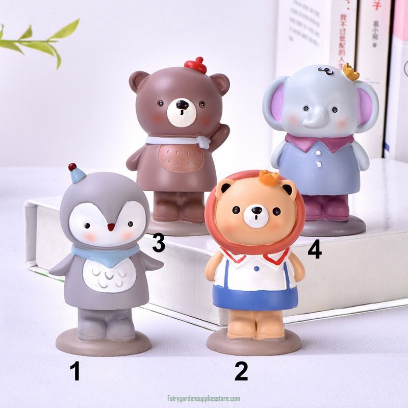 Cute Elephant Bear Penguin Lion Home Shaking Head Car Decoration Animal Home Resin Crafts Accessories