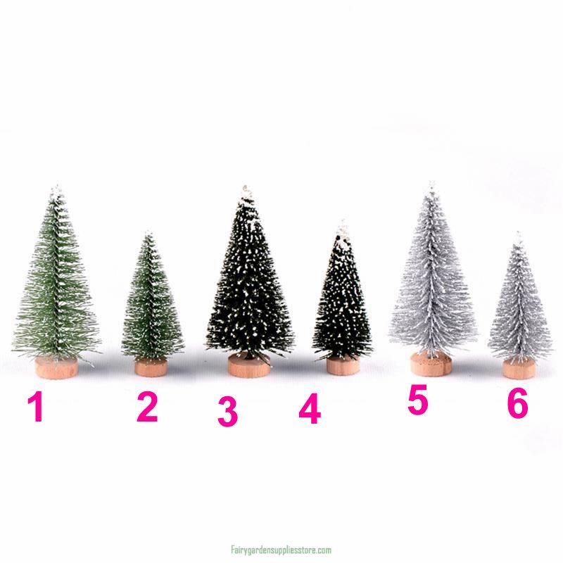 Artificial Christmas Tree Figurine Sisal Silk Cedar Pine Tree Mini Miniature Micro Landscape Xmas New Year Fairy Garden Decor