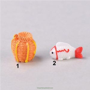 2Pcs Gold White Grass Carp Fishbowl Model Small Statue Little Figurine Crafts Figure Ornament Miniatures